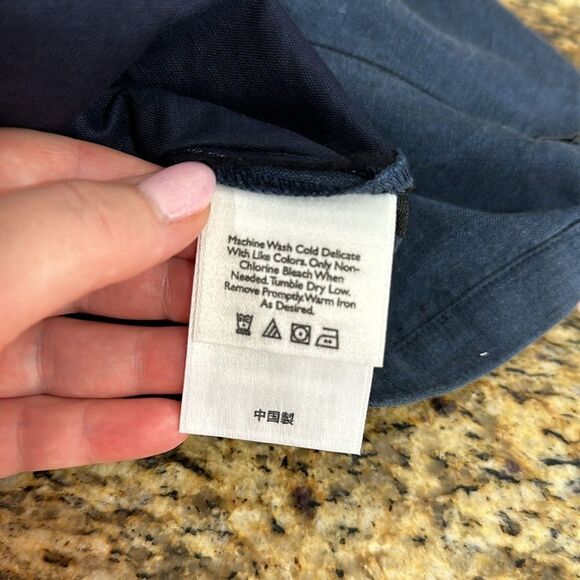 Eddie Bauer Navy Blue Linen High Waisted Wide Leg Pants Size L - Picture 6 of 12